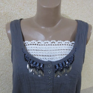 White Crochet Lace Modesty Panel: Cleavage Cover Bra Insert