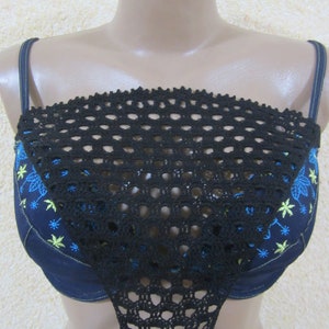 Black Crochet Modesty Panel: Handmade Lace Bra Insert