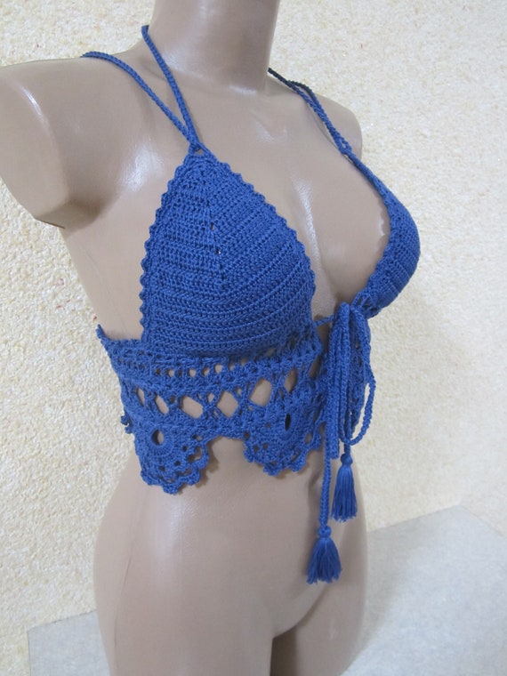 Blue Crochet Bikini TopBeach outfit Etsy