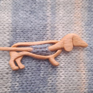 Boho wooden shawl pin, pin for scarf or wrap, dachshund shawl pin. image 8