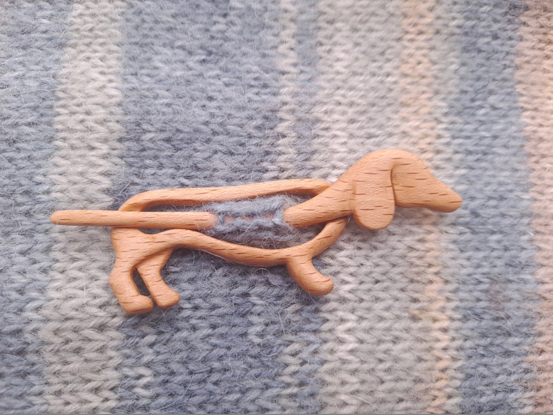 Boho wooden shawl pin, pin for scarf or wrap, dachshund shawl pin. image 8