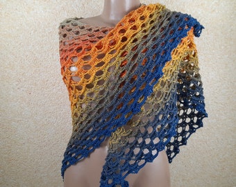 Crochet Rainbow Shawl: Metallic Thread Cotton Wrap