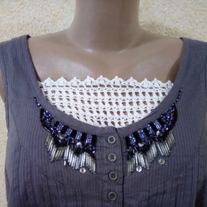White Crochet Lace Modesty Panel: Cleavage Cover Bra Insert