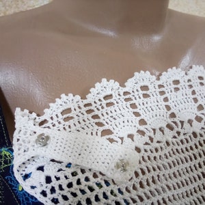 White Crochet Lace Modesty Panel: Cleavage Cover Bra Insert
