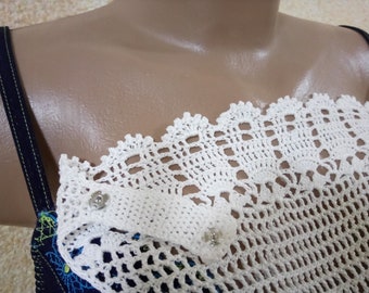 Modesty Panel, White Crochet Lace Modesty Panel