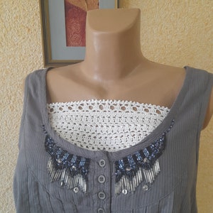 White Crochet Lace Modesty Panel: Cleavage Cover Bra Insert