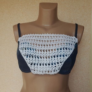 White Crochet Lace Modesty Panel: Cleavage Cover Bra Insert