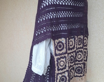 Cardigan kimono all'uncinetto – Mantella oversize in cotone – Giacca stile boho da nonna