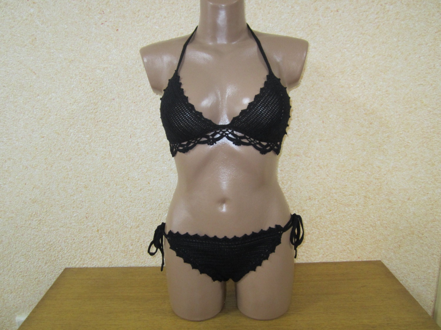 Crochet bikini Black Crochet bikiniSexy BIkiniCrochet Etsy