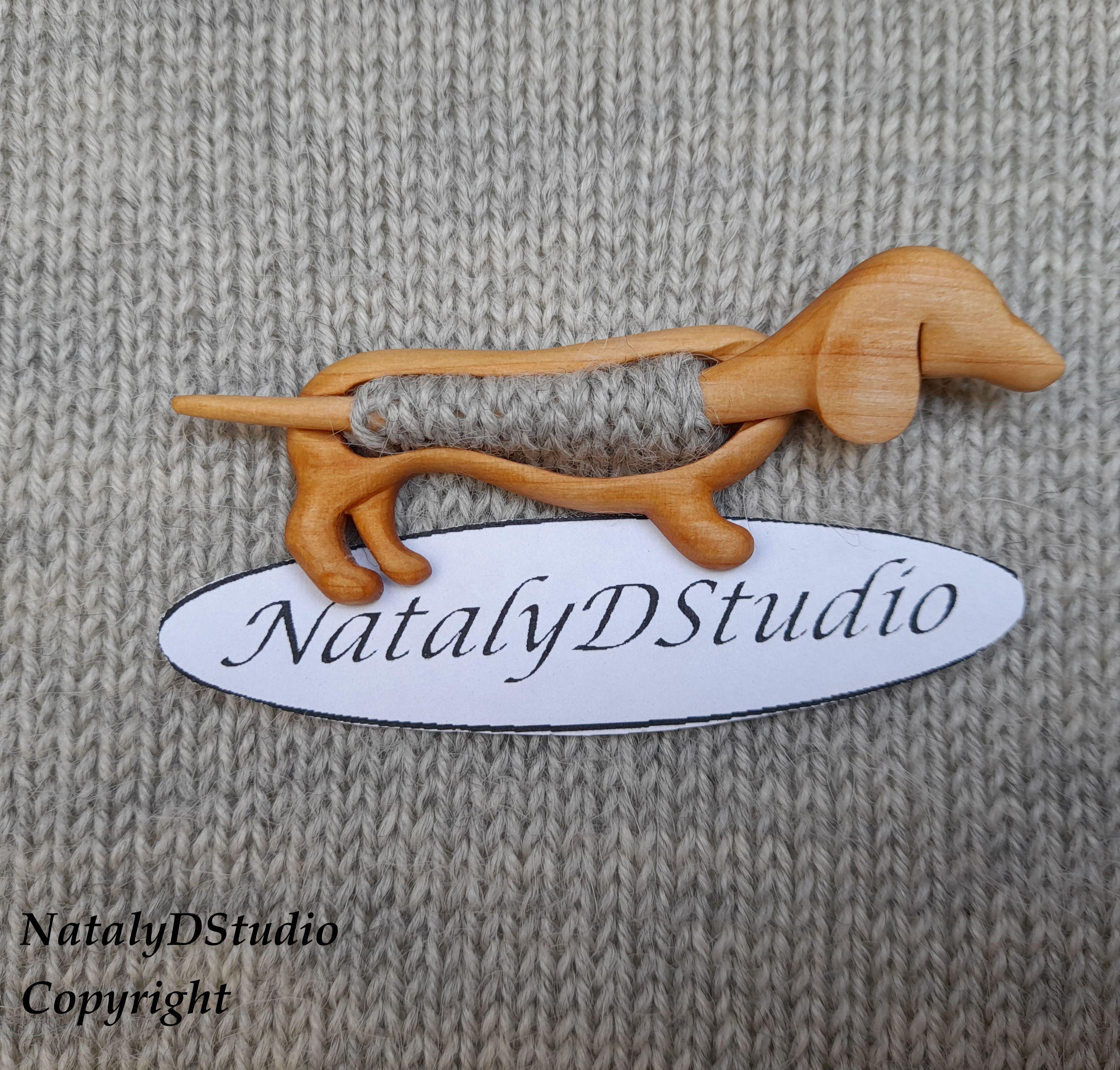 Boho Wooden Dachshund Shawl Pin: Scarf or Wrap Pin