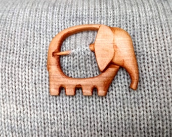 Boho wooden shawl pin, pin for scarf or wrap, elephant shawl pin.