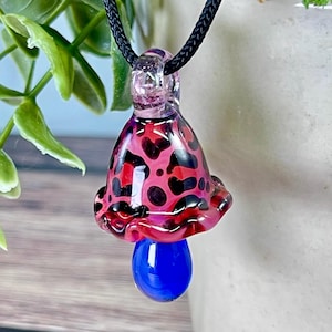 Borosilicate Glass Mushroom Pendant - 1.75" Hand Blown Glass Art Jewelry - Hand Sculpted - Fungi - Magical Mushroom - Heady Glass - Lampwork