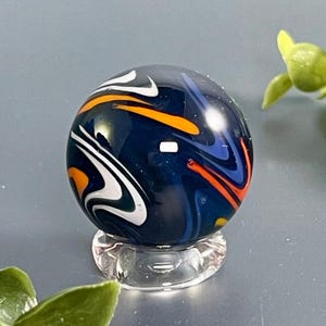 Handmade Borosilicate Glass Marble, One of a Kind Collectible Heady Glass, Contemporary Marble, Hand Blown Glass Art, Wig Wag Pattern