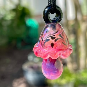 Borosilicate Glass Mushroom Pendant - 1.99" Hand Blown Glass Art Jewelry - Hand Sculpted - Fungi - Magical Mushroom - Heady Glass - Lampwork
