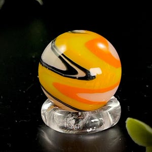 Handmade Borosilicate Glass Marble, Heady Glass, One of a Kind Collectible, Contemporary Marble, Hand Blown Glass Art - Yellow Wig Wag