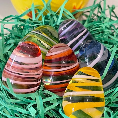 Easter Egg TWO Hand Blown Glass Eggs Etsy