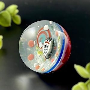 Handmade Borosilicate Glass Collaboration Marble, Unique Collectible Heady Contemporary Glass Art By Fumed City Glass & Rosie Pop Glass