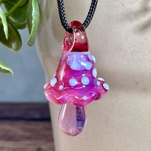 Borosilicate Glass Mushroom Pendant - 1.66" Hand Blown Glass Art Jewelry - Hand Sculpted - Fungi - Magical Mushroom - Heady Glass - Lampwork