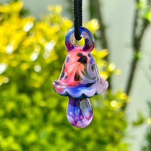 Borosilicate Glass Mushroom Pendant - 1.76" Hand Blown Glass Art Jewelry - Hand Sculpted - Fungi - Magical Mushroom - Heady Glass - Lampwork