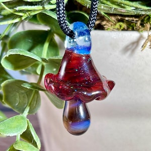 Borosilicate Glass Mushroom Pendant - 1.61"Hand Blown Glass Art Jewelry - Hand Sculpted - Fungi - Magical Mushroom - Heady Glass - Lampwork