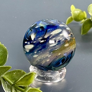 Handmade Borosilicate Glass Marble Collaboration, Heady Glass, One of a Kind Collectible Marble - Fumed City Glass and Rosie Pop