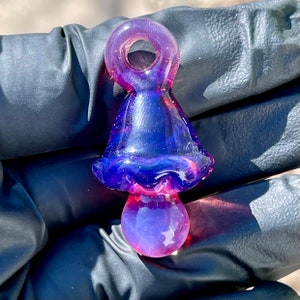Borosilicate Glass Mushroom Pendant - 1.76" Hand Blown Glass Art Jewelry - Hand Sculpted - Fungi - Magical Mushroom - Heady Glass - Lampwork