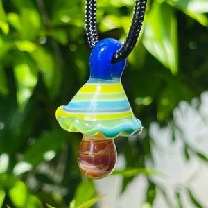 Borosilicate Glass Mushroom Pendant - 1.55" Hand Blown Glass Jewelry - Hand Sculpted - Fungi - Magical Mushrooms - Heady Glass - Lampwork