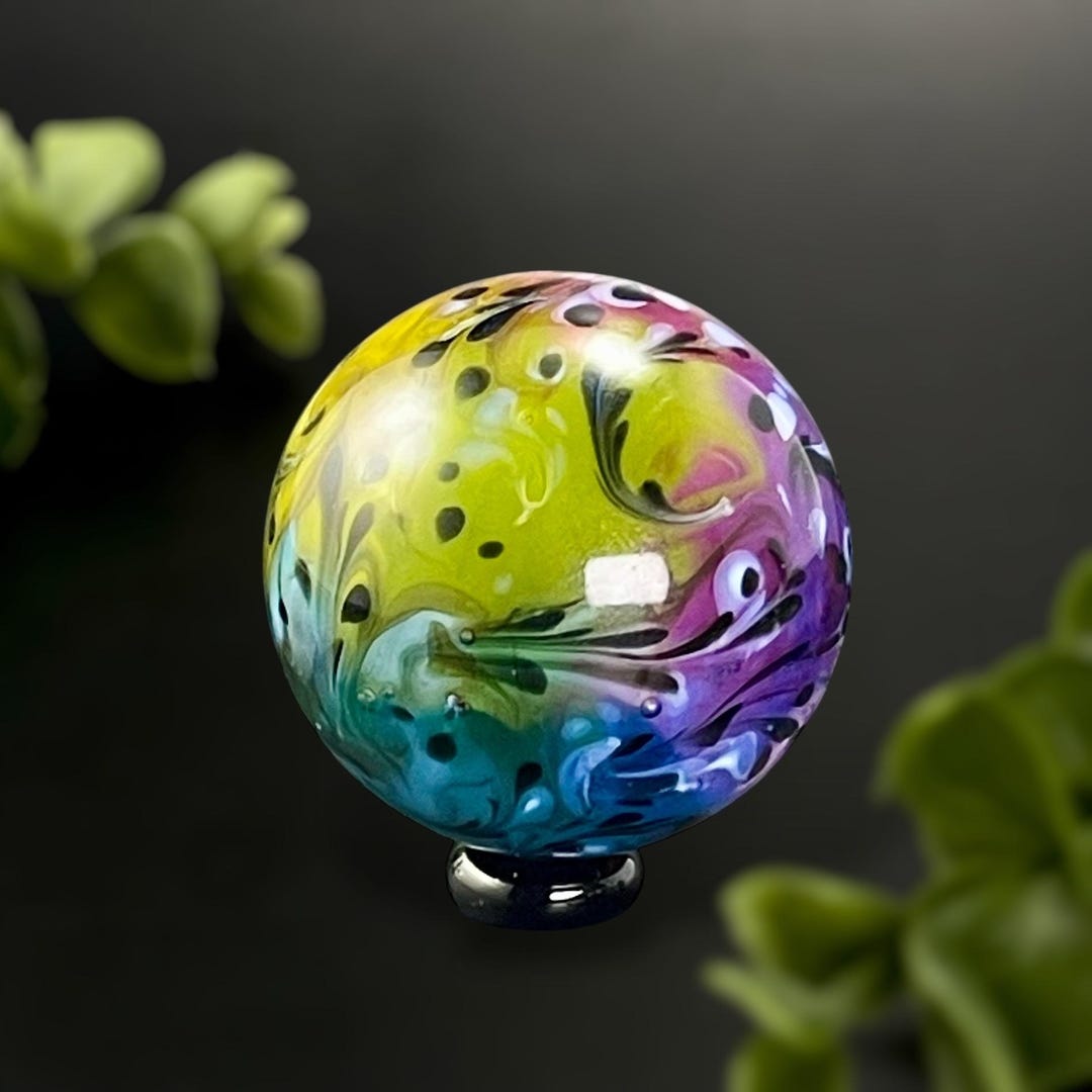 Rainbow Leopard Print Inspired Swirl Pattern Glass Marble 1.5