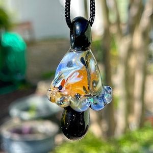 Borosilicate Glass Mushroom Pendant - 1.99" Hand Blown Glass Art Jewelry - Hand Sculpted - Fungi - Magical Mushroom - Heady Glass - Lampwork