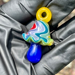 Borosilicate Glass Mushroom Pendant - 1.93" Hand Blown Glass Art Jewelry - Hand Sculpted - Fungi - Magical Mushroom - Heady Glass - Lampwork