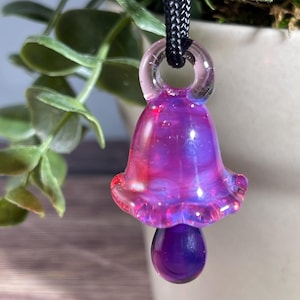 Borosilicate Glass Mushroom Pendant - 1.72" Hand Blown Glass Art Jewelry - Hand Sculpted - Fungi - Magical Mushroom - Heady Glass - Lampwork