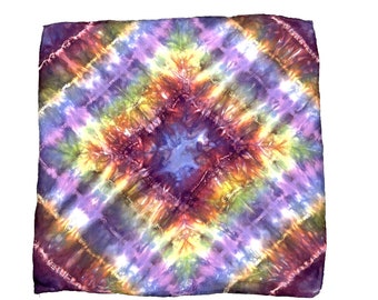 Fazzoletto da taschino in seta Shibori fatto a mano: arcobaleno di pietre preziose