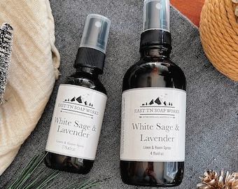 White Sage & Lavender - Room + Linen Spray - Refreshing Fabric Freshener - Stocking Stuffer -Upscale Giftable
