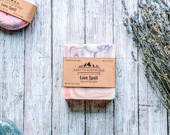 Love Spell - Soap Handcrafted Bar - Mandarin, Peach, Berries - made w/ Shea Butter - Vegan - Zero-waste - Cruelty-free