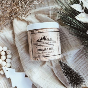 Vanilla Latte- Sugar Scrub Whipped Foaming Non-Greasy - Warm, Sweet, Cozy - NO Sulfates or Parabens - Vegan - Cruelty-free