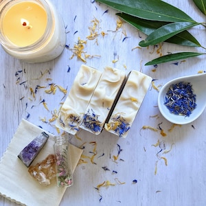 Goddess Artisan Soap with Shea Butter, Calendula, Blue Cornflower Zero-waste Cruelty-free Forest-friendly Patchouli Lavender image 3