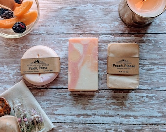 Peach, Please Shower Set - Soap | Shampoo | Conditioner - Peach Prosecco Citrus Bathroom Kit - Vegan, Zero Waste, Sulfate Free - 15% OFF