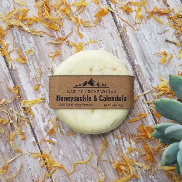 Honeysuckle & Calendula - Shampoo Solid Conditioning Bar - Floral - No Plastics or Sulfates - Zero-waste - Vegan - Cruelty-free- 2.4oz|3.9oz