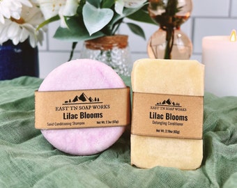 Lilac Blooms - Set de cuidado del cabello champú + acondicionador - SIN plásticos ni sulfatos - Ecológico - Bajo desperdicio - Vegano