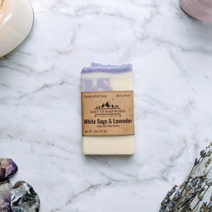 White Sage & Lavender Handcrafted Bar Soap w/ Shea Butter Vegan Cruelty-free Zero Waste Sustainable Gift 1.5 oz