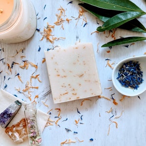 Goddess Artisan Soap with Shea Butter, Calendula, Blue Cornflower Zero-waste Cruelty-free Forest-friendly Patchouli Lavender image 6