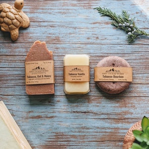 Tobacco Bourbon Shower Set - Soap Bar + Solid Shampoo & Detangling Conditioner - 15% OFF