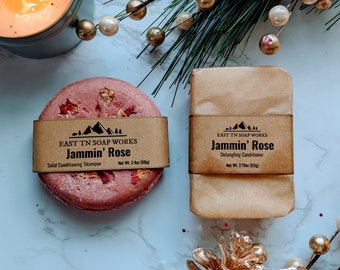 Jammin' Rose Shower Set - Solid Shampoo | Detangling Conditioner - Sulfate Free - Zero-waste - Vegan - Cruelty-free - 10% OFF