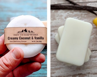 Creamy Coconut & Vanilla - Shampoo + Conditioner Hair Care Set - NO Plastics or Sulfates - Ecofriendly - Low Waste - Vegan