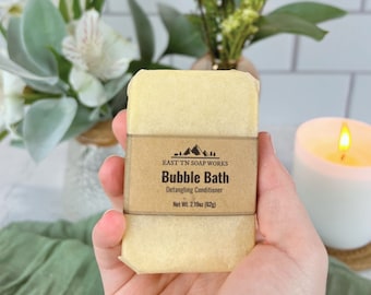 Bubble Bath - Conditioner Solid Detangling Bar - Spring Release- Jojoba, Argan, Cocoa Butter - No Plastics -Vegan -Zero-waste - 2.19oz (62g)