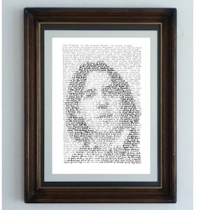 Oscar Wilde - retrato hecho a mano del gran escritor irlandés con el texto completo de un poema temprano Sen Artistry, o el sueño del artista