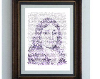 John Milton, a handmade portrait of the poet with an excerpt from Paradise Lost