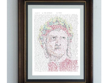 Portrait of Dante, Italian poet, philosopher and storyteller, creator of The Divine Comedy trilogy, with the opening excerpt from Inferno