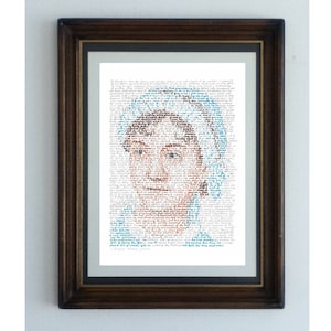 Jane Austen  Portrait of the Victorian novelist  In her own words from Pride and Prejudice  Word art  Wall art  Great gift for Austen fans