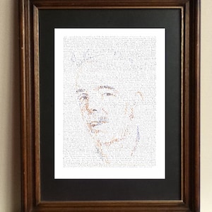 Thomas Pynchon Portrait: Fine Handmade Literary Art designed with text from Gravity&#39;s Rainbow